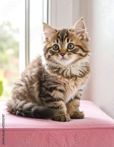 Wallpaper Mural Fluffy kitten sits by a window Torontodigital.ca