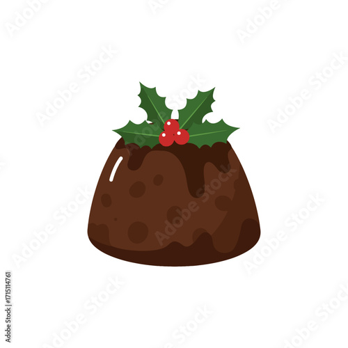 Christmas Pudding – Traditional Holiday Dessert Vector Illustration