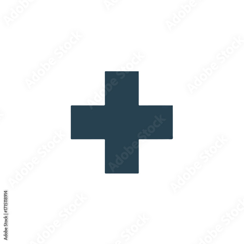 A simple, dark teal plus sign centered on a plain white background.