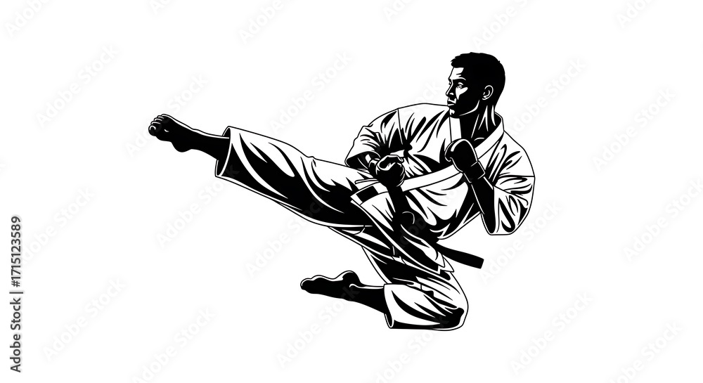 Fototapeta premium Karate Kick in Action.
