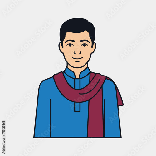 Illustration of a man wearing traditional Indian clothing.