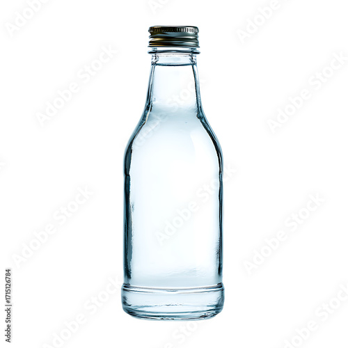 Wallpaper Mural Elegant glass bottle stands against a stark transparent background filled with a clear liquid capped with a silver closure Minimalist and serene Torontodigital.ca