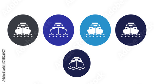 Cargo Ship Icons Multiple Color Options for Design Projects