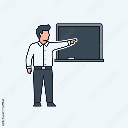 Teacher instructing students in classroom.