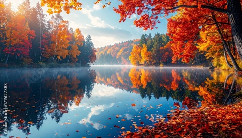 Herbstlaub am See
