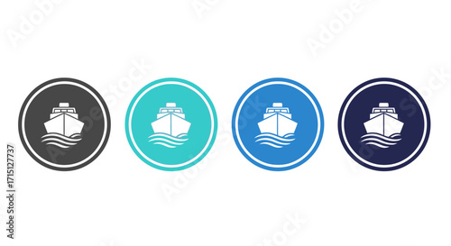 Shipping Icons Versatile Boat Symbols in Four Colors