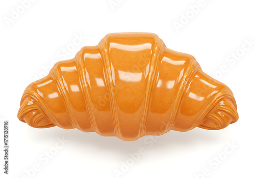 A delicious golden-brown croissant, a classic French pastry, baked to flaky perfection and presented in a close-up studio shot on a white background