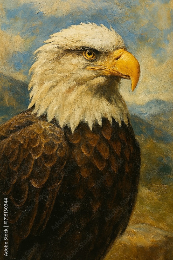 Obraz premium A bald eagle, symbolizing majesty and strength.