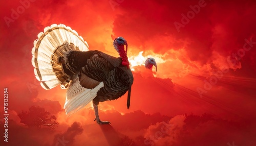 Fototapeta Naklejka Na Ścianę i Meble -  Turkey in vibrant sunset sky