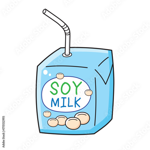 Soy milk box with a straw illustration isolated vector