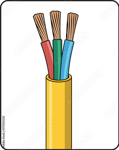 Electrical Cable with Wires Vector Illustration