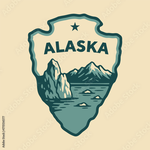 Visit National Park to Alaska state USA, travel logo and icon