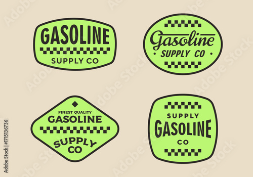 Set of vintage retro gasoline signs and labels
