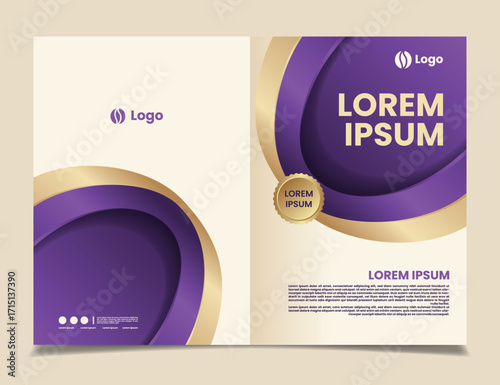 purple and gold color background luxury book cover template design