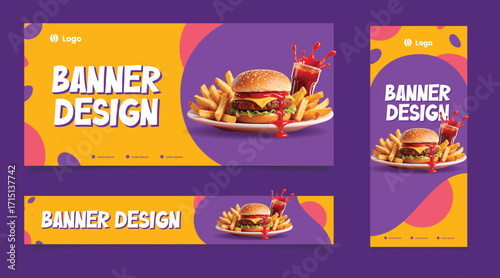 burger background design illustration banner template