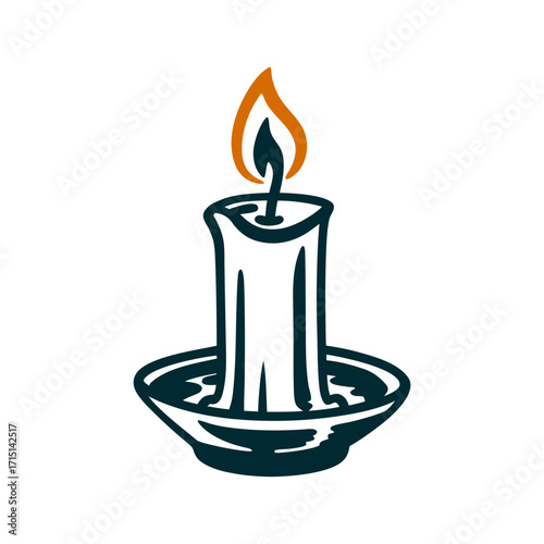 Candle Flame Vector Icon, Remembrance Symbol All Souls Day Pale gray candle flame glowing softly inside a tapered holder