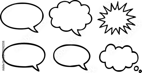 Set of hand drawn speech bubbles. Vector illustration