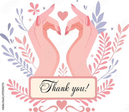 Female Hands Making a Heart Shape Vector Illustration
