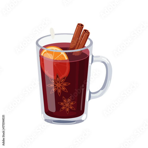Mulled Wine / Glühwein – Traditional European Christmas Drink Vector Illustration
