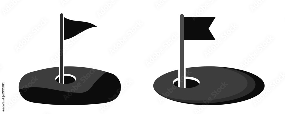 Φωτογραφία Golf course elements vector set featuring two distinct illustrations of a golf h