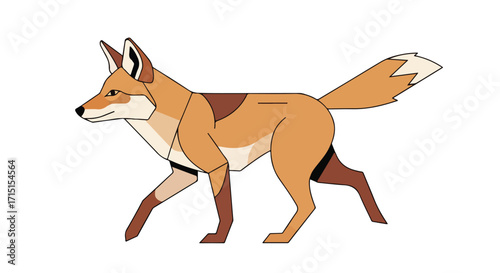 Stylized fox illustration with geometric shapes and clean lines presenting a modern artistic representation of wildlife imagery