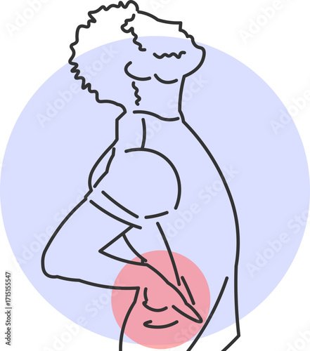 Minimalist illustration of a man with severe lower back pain