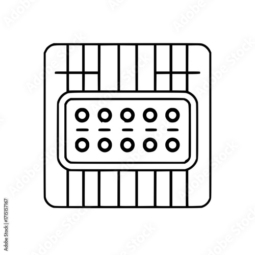 Outline icon of a mobile phone SIM card or microchip isolated
