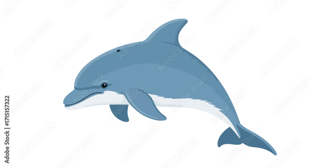 Captivating bottlenose dolphin illustration, portraying marine life with its sleek form and playful grace, highlighted against a clean background