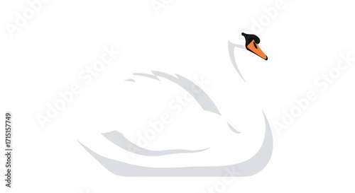 Elegant vector illustration depicting a stylized white swan with a graceful curved neck and simple minimalist design
