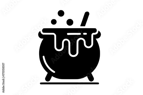 Black Silhouette Bubbling Cauldron with Stirrer
