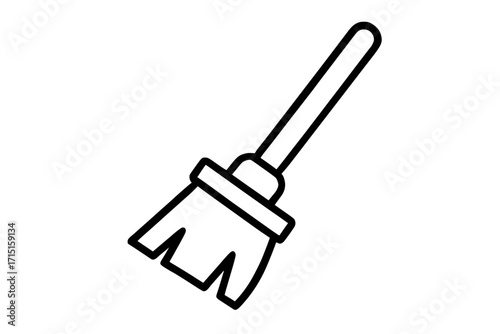 Minimalist Black Outline Broom Icon Isolated Illustration

