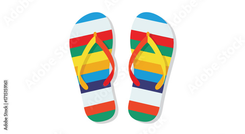 Vibrant rainbow striped flip-flops evoke the essence of carefree summer days and casual relaxation with a playful burst of color 67 characters