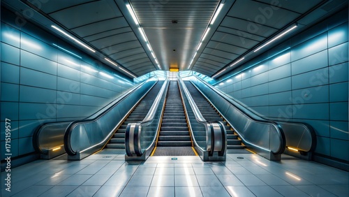 Escalator subway station, modern architecture