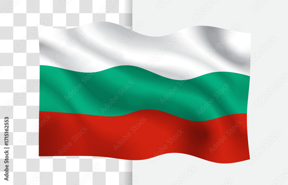 Fototapeta premium Waving Flag of Bulgaria, Isolated Vector with a Clean Background