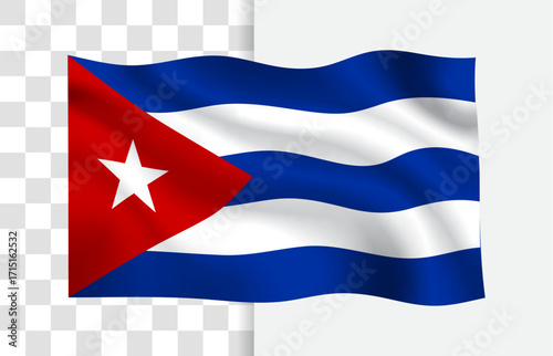 Waving Flag of Cuba, Isolated Vector with Transparent Background