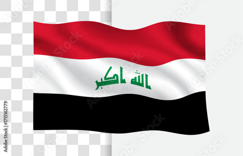 Iraq Flag Waving Vector, Isolated without a Background