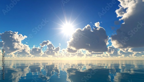 Serene, cloud-filled sky over a placid sea