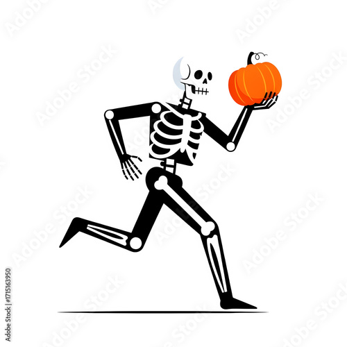 Silhouette Of A Pumpkin Character With A Crescent Moon Against A Transparent Background Isolate