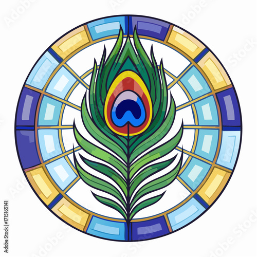 Peacock feather with stained glass pattern
