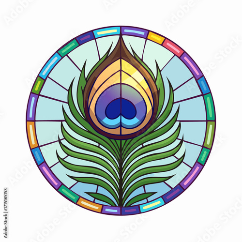 Peacock feather with stained glass pattern