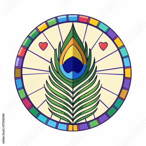 Peacock feather with stained glass pattern