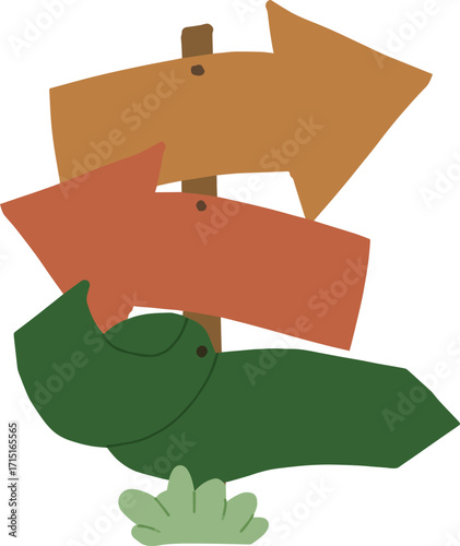 PrintWooden Direction Signs Illustration
