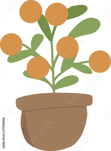 Orange Plant in Pot Illustration
