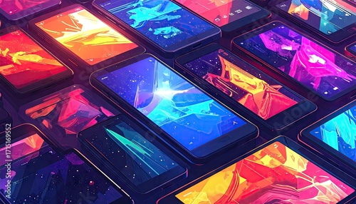 Vibrant Abstract Landscapes on Digital Screens