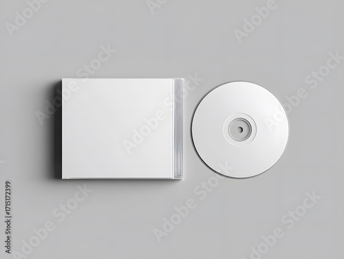 Blank white compact disc and closed transparent jewel case with a white insert a clean mockup template.