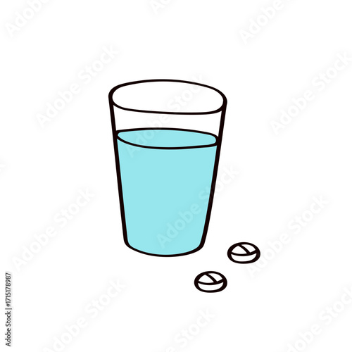 コップと錠剤のイラスト