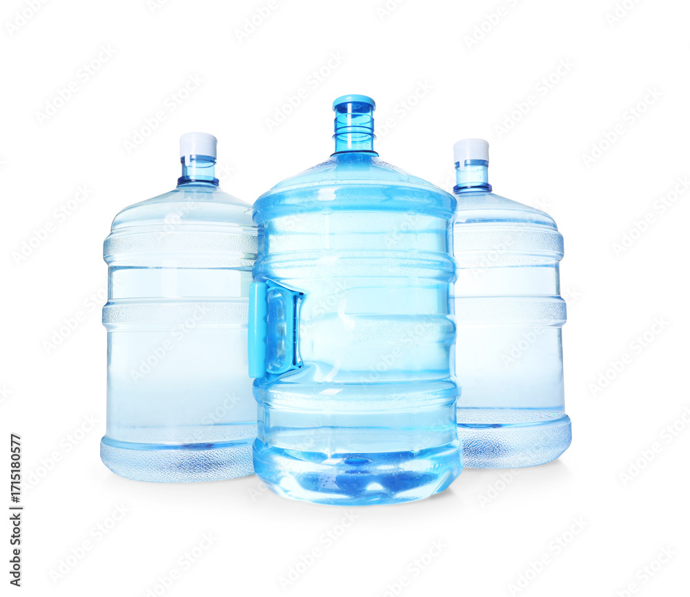 Naklejka premium Cooler bottles with water isolated on white
