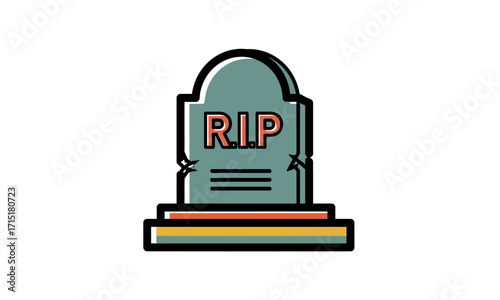 Cartoon Tombstone with R.I.P. Inscription and Double-Layered Base.