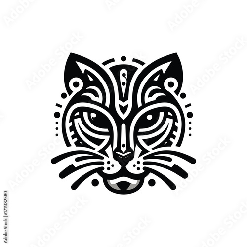 Abstract cat face illustration with intricate patterns
