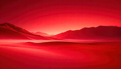 Crédence de cuisine Rouge Abstract Pixelated Red Landscape with Mountainous Terrain and Foggy Atmosphere at Sunrise  © hdhd